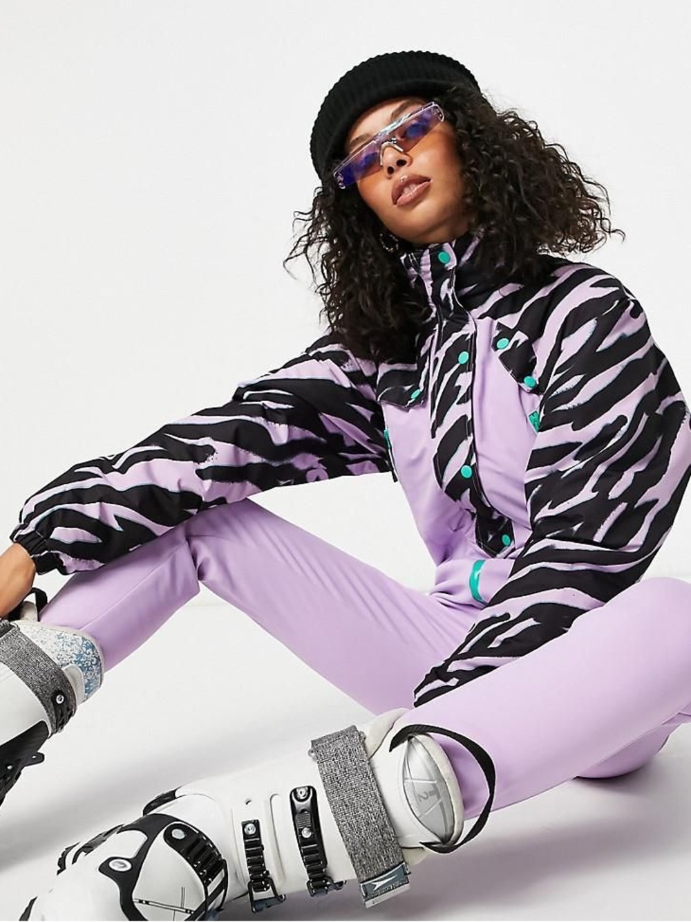 ASOS 4505 Women’s Printed Ski Suit Snowsuit One-Piece in Printer Lilac 12